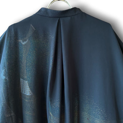 zivun Sheer MA-1 Black-Tomesode Balloon Jacket | Gold Foil Pattern | Reconstructed Design | Lightweight One-of-a-Kind | OLD FLIP