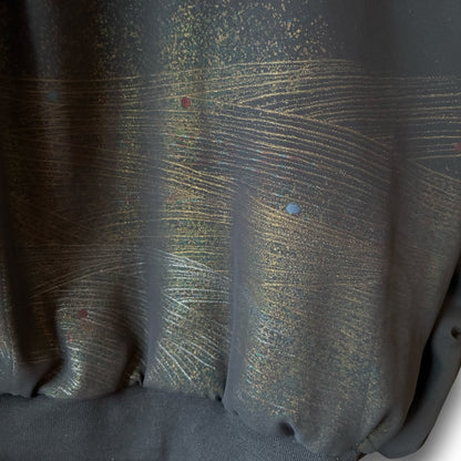 zivun Sheer MA-1 Black-Tomesode Balloon Jacket | Gold Foil Pattern | Reconstructed Design | Lightweight One-of-a-Kind | OLD FLIP
