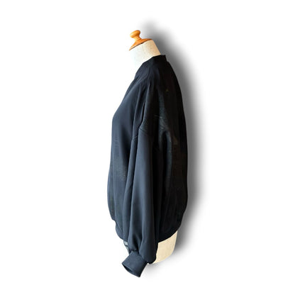 zivun Sheer MA-1 Black-Tomesode Balloon Jacket | Gold Foil Pattern | Reconstructed Design | Lightweight One-of-a-Kind | OLD FLIP