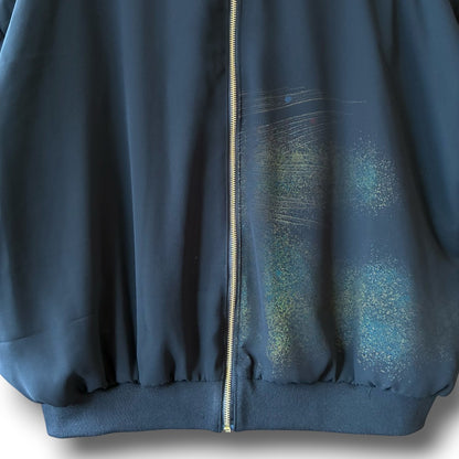 zivun Sheer MA-1 Black-Tomesode Balloon Jacket | Gold Foil Pattern | Reconstructed Design | Lightweight One-of-a-Kind | OLD FLIP