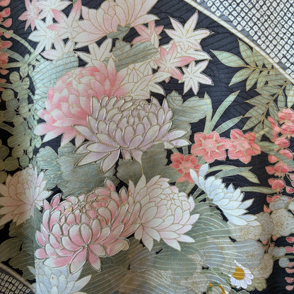One-of-a-Kind Reconstructed Furisode Kimono MA-1 Jacket | Silver Floral Patchwork Bomber | zivun