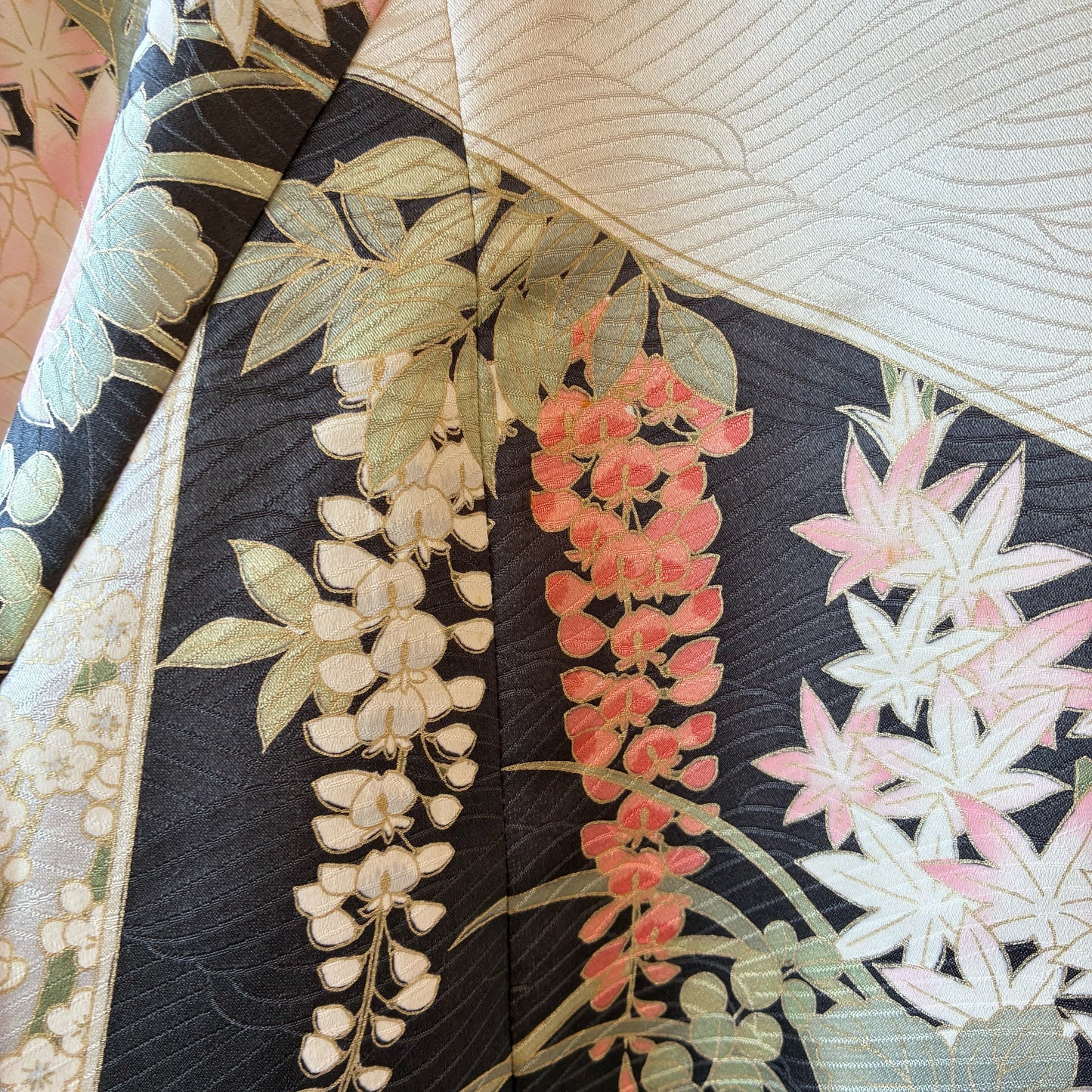 One-of-a-Kind Reconstructed Furisode Kimono MA-1 Jacket | Silver Floral Patchwork Bomber | zivun