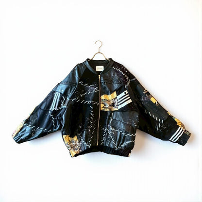 Kurotomesode × Leather Reconstructed MA-1 Jacket – “Aesthetic of Rebellion” | Unisex | One-of-a-kind