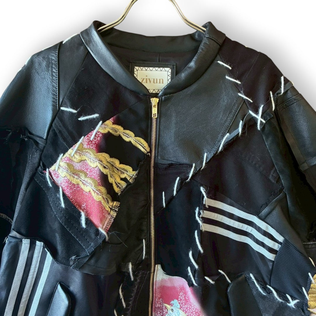 Kurotomesode × Vintage Reconstructed MA-1 Jacket Unisex One-of-a-kind zivun