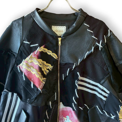 Kurotomesode × Vintage Reconstructed MA-1 Jacket Unisex One-of-a-kind zivun