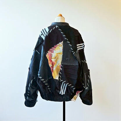 Kurotomesode × Vintage Reconstructed MA-1 Jacket Unisex One-of-a-kind zivun