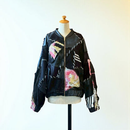 Kurotomesode × Vintage Reconstructed MA-1 Jacket Unisex One-of-a-kind zivun