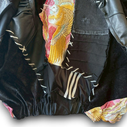 Kurotomesode × Vintage Reconstructed MA-1 Jacket Unisex One-of-a-kind zivun