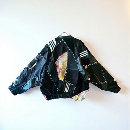 Kurotomesode × Vintage Reconstructed MA-1 Jacket Unisex One-of-a-kind zivun