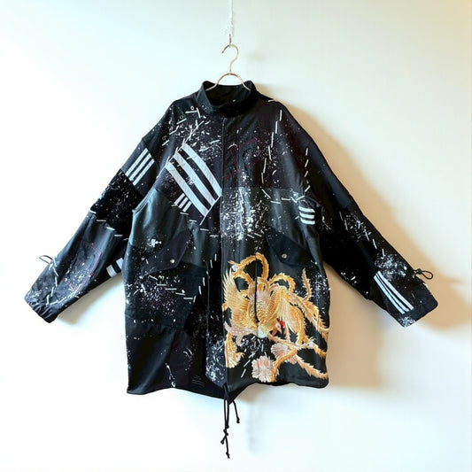 Zivun Kimono-Mix Reconstructed Mods Coat One-of-a-Kind Unisex Japanese Outerwear