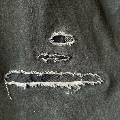 One-of-a-Kind Reconstructed Distressed Fade T-Shirt | Black Patchwork Design | zivun