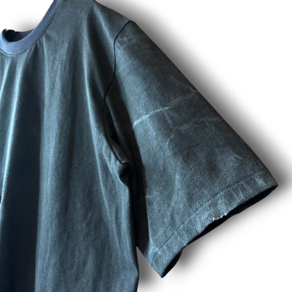 One-of-a-Kind Reconstructed Distressed Fade T-Shirt | Black Patchwork Design | zivun