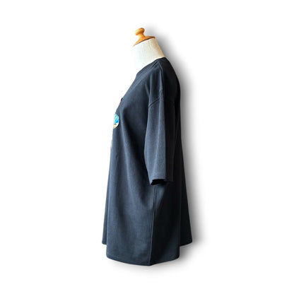 zivun Rebuild Kimono Flower T-Shirt | One-of-a-Kind Japanese Patchwork Tee Black | OLD FLIP