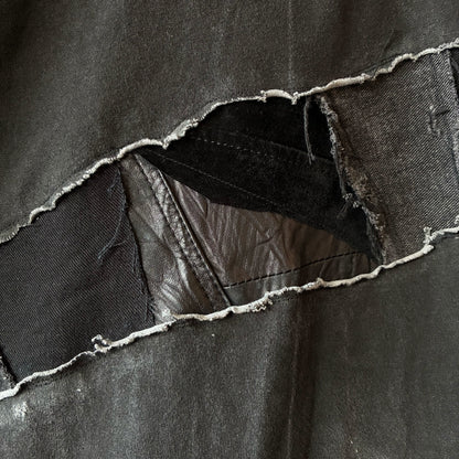 One-of-a-Kind Reconstructed Distressed Fade T-Shirt | Black Patchwork Design | zivun