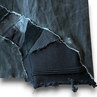 One-of-a-Kind Reconstructed Distressed Fade T-Shirt | Black Patchwork Design | zivun