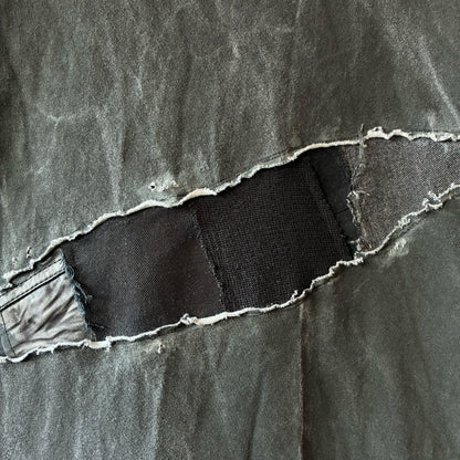 One-of-a-Kind Reconstructed Distressed Fade T-Shirt | Black Patchwork Design | zivun