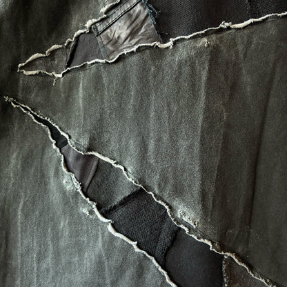 One-of-a-Kind Reconstructed Distressed Fade T-Shirt | Black Patchwork Design | zivun