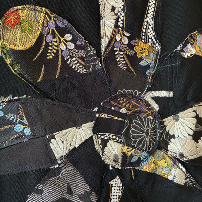 zivun Rebuild Flower Oversize T-Shirt Kurotomesode | One-of-a-Kind Japanese Remake Black Tee | OLD FLIP