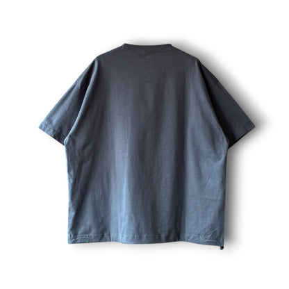 zivun Reconstructed Flower Art T-Shirt | One-of-a-Kind Upcycled Drawcord Tee Gray | OLD FLIP