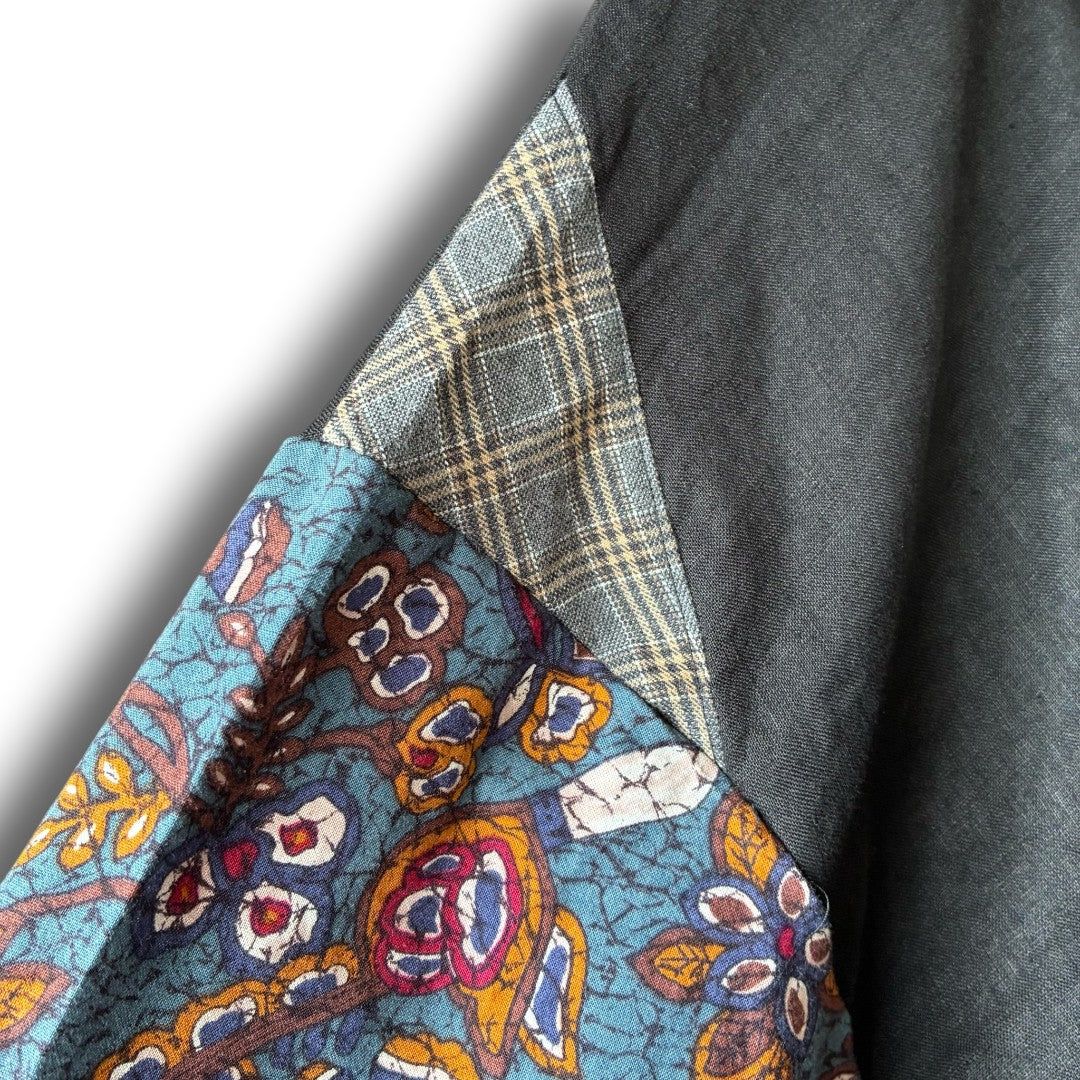 zivun Linen Patch Flower Pullover | Reconstructed Floral Appliqué Oversized One-of-a-Kind | OLD FLIP