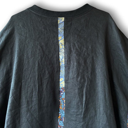 zivun Linen Patch Flower Pullover | Reconstructed Floral Appliqué Oversized One-of-a-Kind | OLD FLIP