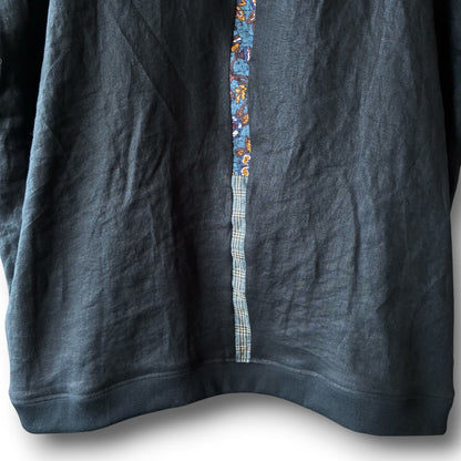 zivun Linen Patch Flower Pullover | Reconstructed Floral Appliqué Oversized One-of-a-Kind | OLD FLIP