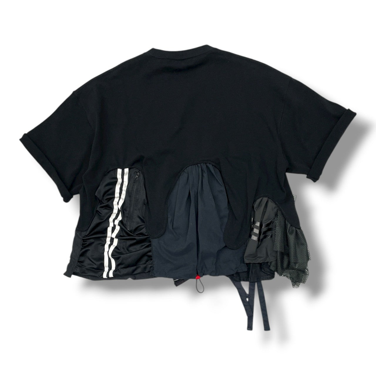 zivun Black Reconstructed T-Shirt | Upcycled Vintage Fabric & Mixed Material Design | One-of-a-Kind Unisex