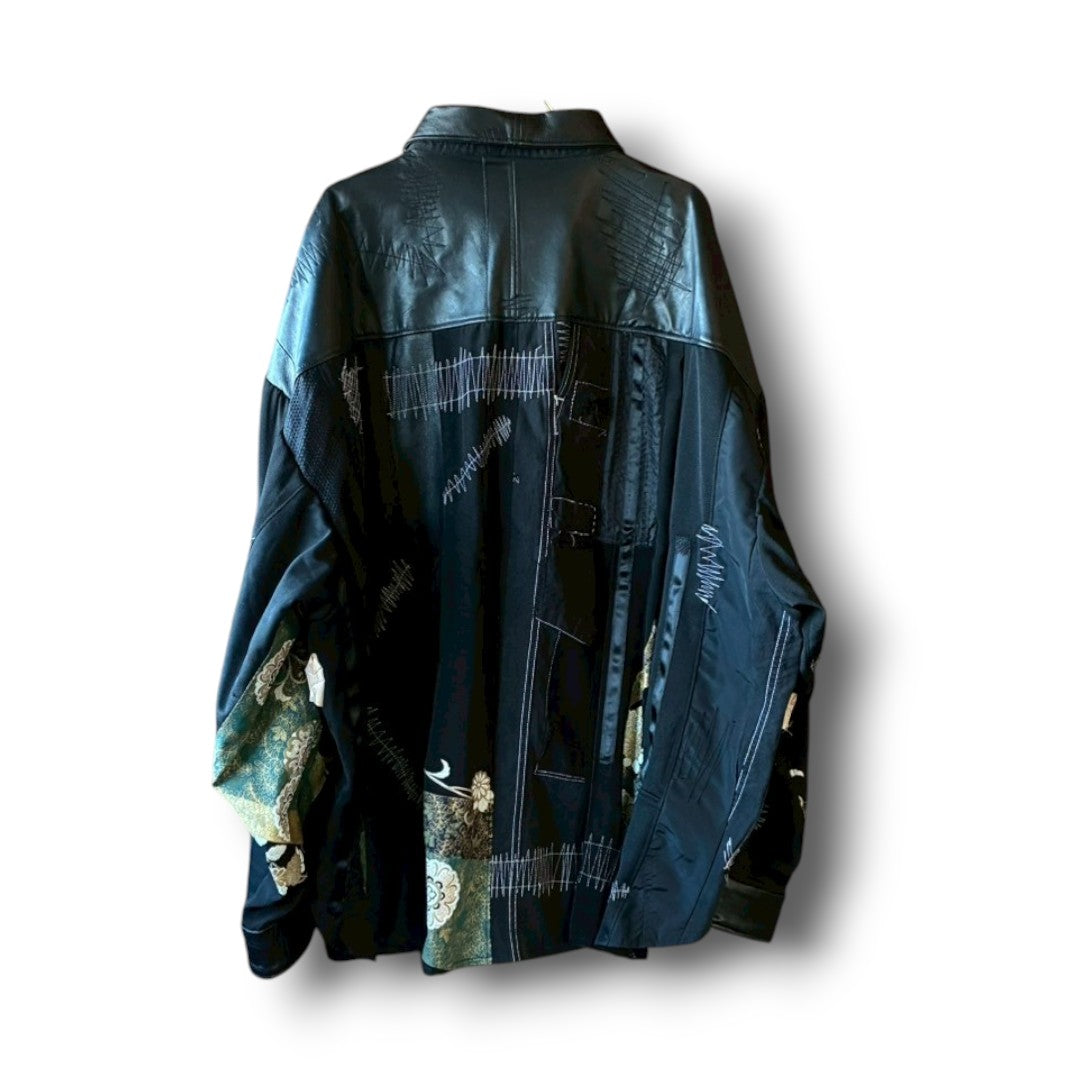 zivun Kurotomesode × Vintage Reconstructed Shirt | Wide Silhouette | Unisex | One-of-a-Kind | OLD FLIP