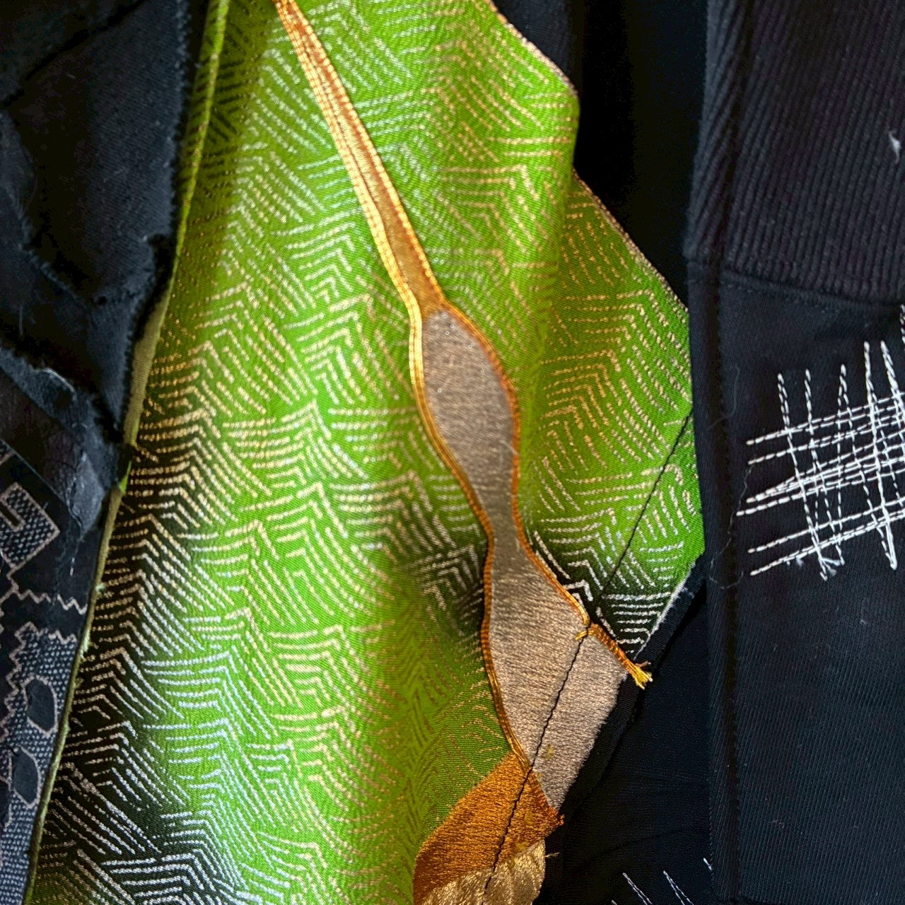 zivun by Nao Reconstructed Kimono Long Mods Coat | Black Patchwork | Unisex | One-of-a-Kind | OLD FLIP