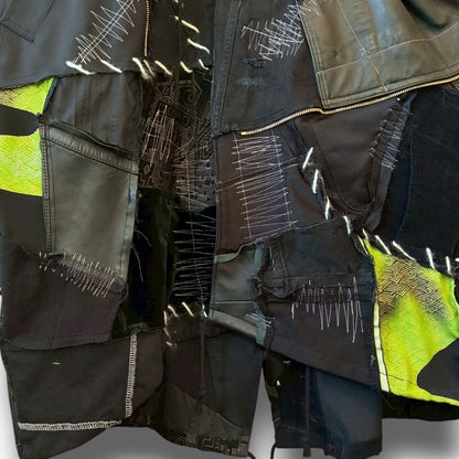 zivun by Nao Reconstructed Kimono Long Mods Coat | Black Patchwork | Unisex | One-of-a-Kind | OLD FLIP