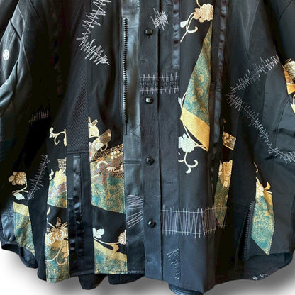 zivun Kurotomesode × Vintage Reconstructed Shirt | Wide Silhouette | Unisex | One-of-a-Kind | OLD FLIP