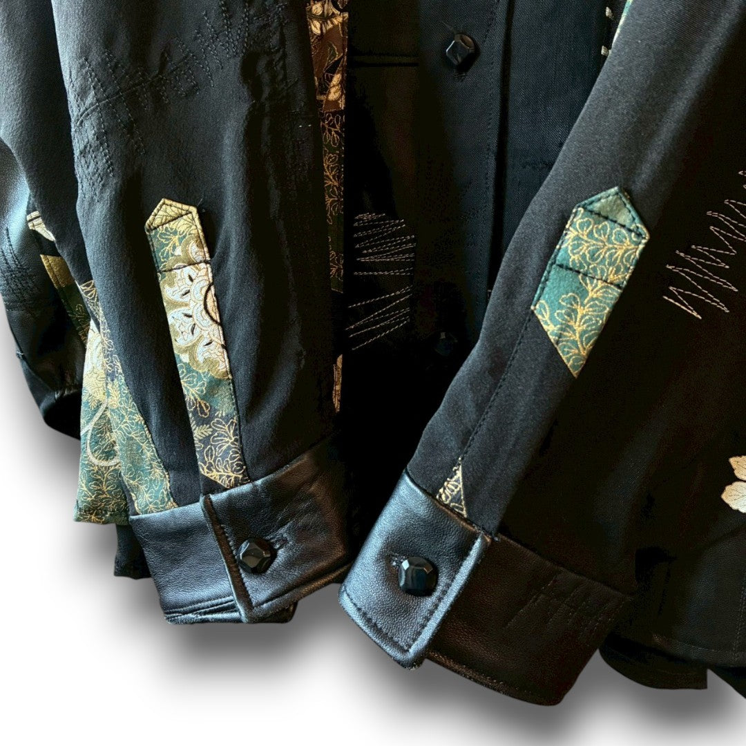 zivun Kurotomesode × Vintage Reconstructed Shirt | Wide Silhouette | Unisex | One-of-a-Kind | OLD FLIP