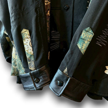 zivun Kurotomesode × Vintage Reconstructed Shirt | Wide Silhouette | Unisex | One-of-a-Kind | OLD FLIP