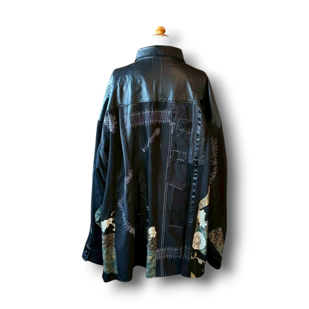 zivun Kurotomesode × Vintage Reconstructed Shirt | Wide Silhouette | Unisex | One-of-a-Kind | OLD FLIP