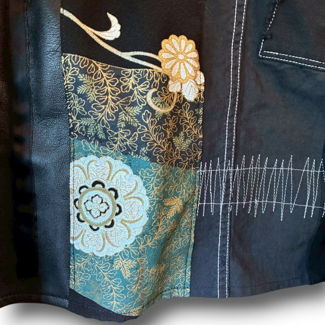 zivun Kurotomesode × Vintage Reconstructed Shirt | Wide Silhouette | Unisex | One-of-a-Kind | OLD FLIP