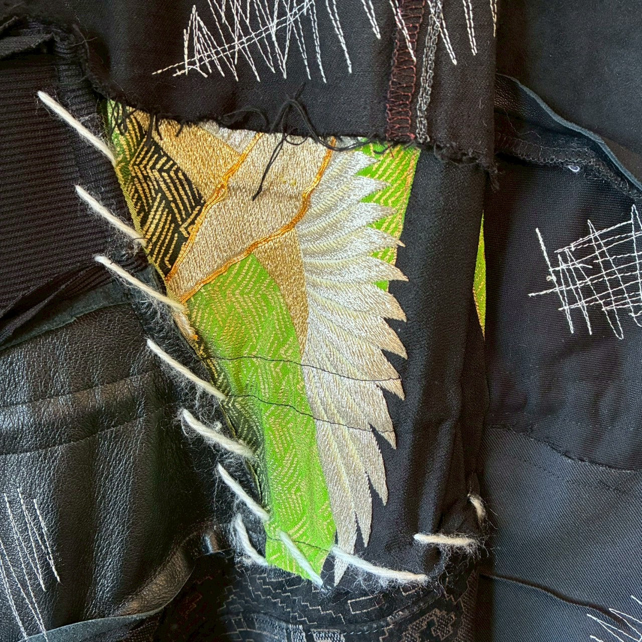 zivun by Nao Reconstructed Kimono Long Mods Coat | Black Patchwork | Unisex | One-of-a-Kind | OLD FLIP