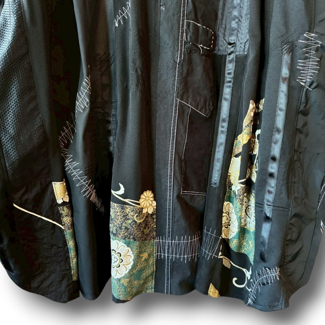 zivun Kurotomesode × Vintage Reconstructed Shirt | Wide Silhouette | Unisex | One-of-a-Kind | OLD FLIP