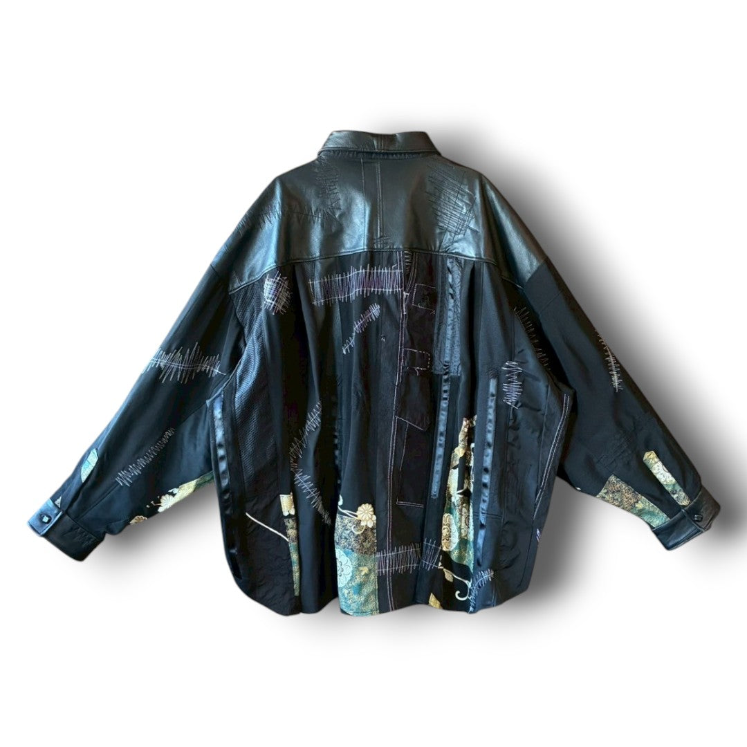 zivun Kurotomesode × Vintage Reconstructed Shirt | Wide Silhouette | Unisex | One-of-a-Kind | OLD FLIP