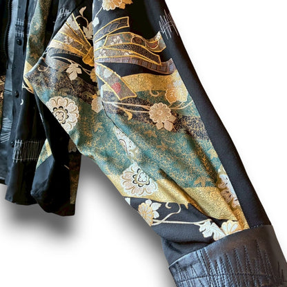 zivun Kurotomesode × Vintage Reconstructed Shirt | Wide Silhouette | Unisex | One-of-a-Kind | OLD FLIP