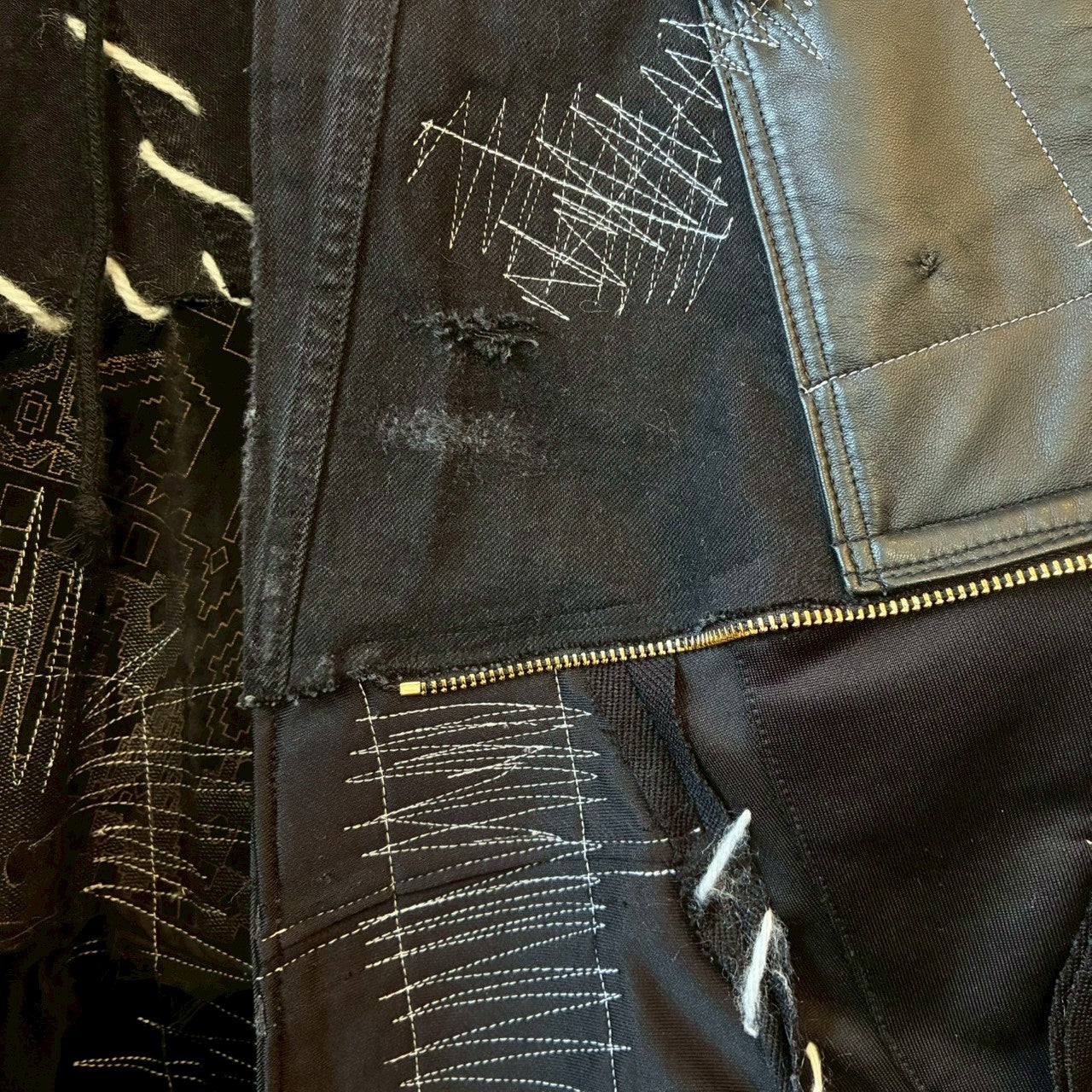 zivun by Nao Reconstructed Kimono Long Mods Coat | Black Patchwork | Unisex | One-of-a-Kind | OLD FLIP