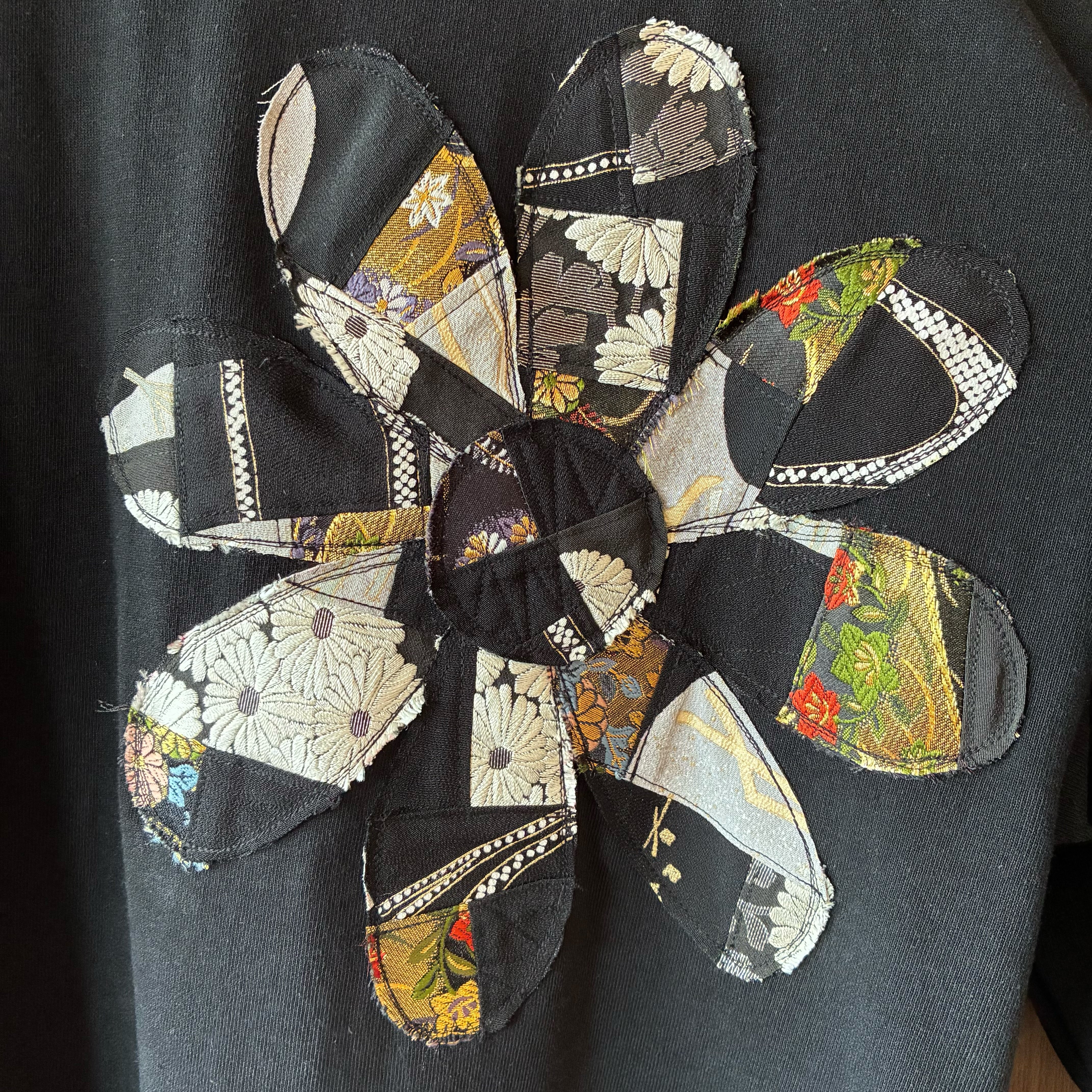 One of a Kind Kurotomesode Patchwork Flower T-Shirt Dress | zivun