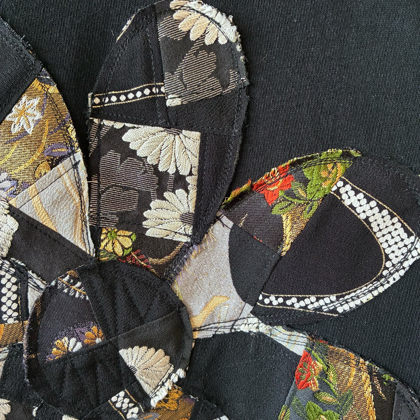 One-of-a-Kind Kurotomesode Patchwork Flower T-Shirt Dress | Japanese Kimono Remake Dress | zivun