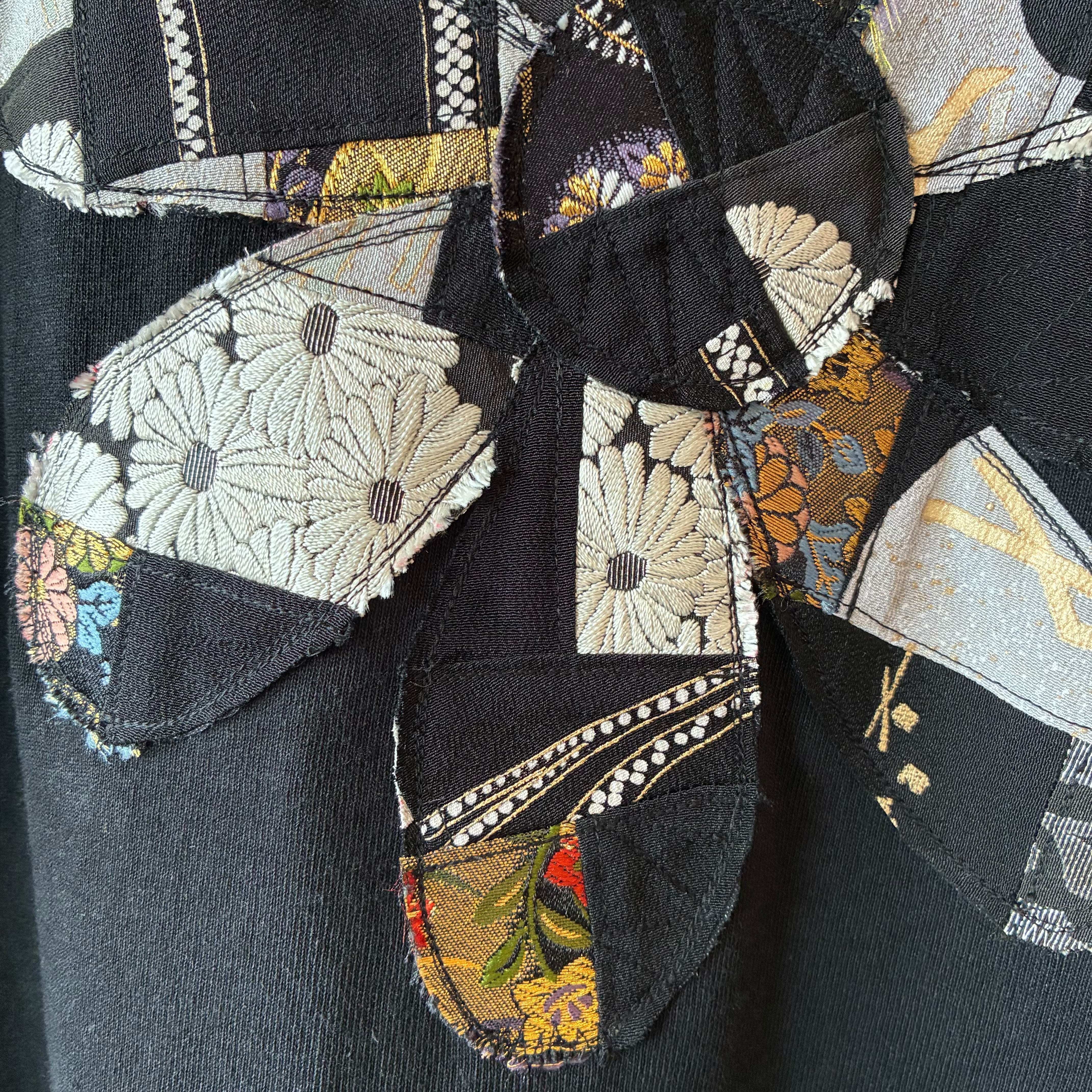 One of a Kind Kurotomesode Patchwork Flower T-Shirt Dress | zivun