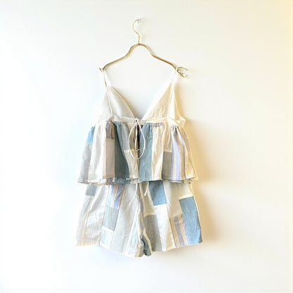 Reconstructed Patchwork Short Pants Upcycled Fabric Unisex One-of-a-kind