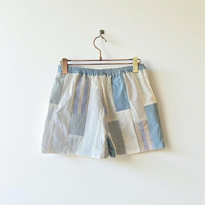 Reconstructed Patchwork Short Pants Upcycled Fabric Unisex One-of-a-kind