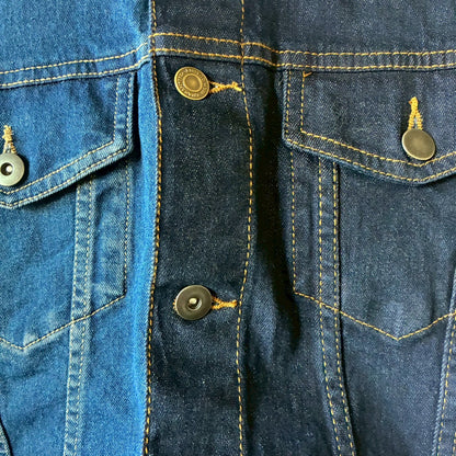 Reconstructed Denim Jacket Denim × Sweat × Check Patchwork One-of-a-kind Unisex zivun by KIHO