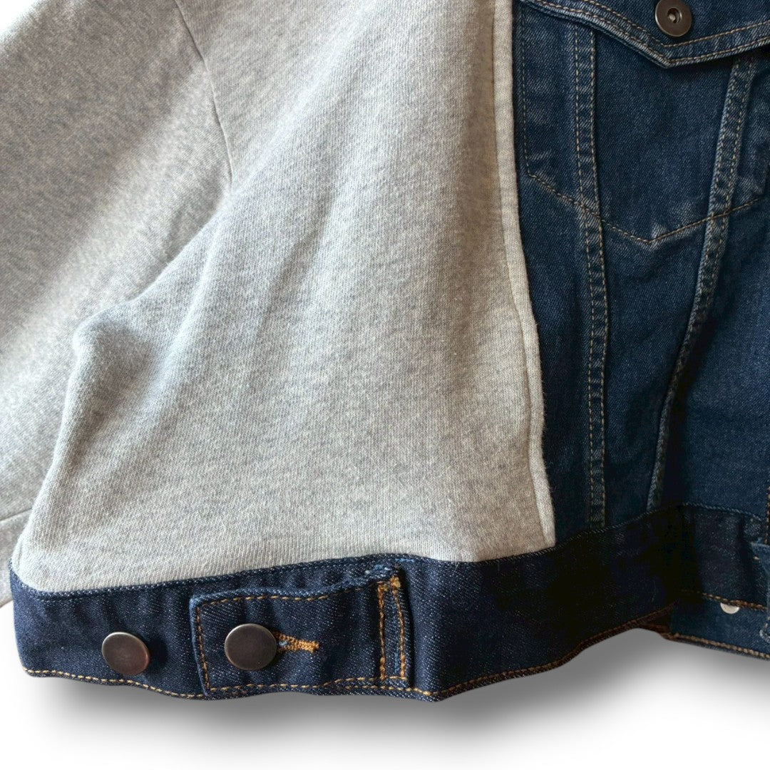 Reconstructed Denim Jacket Denim × Sweat × Check Patchwork One-of-a-kind Unisex zivun by KIHO