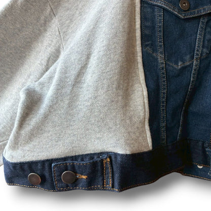 Reconstructed Denim Jacket Denim × Sweat × Check Patchwork One-of-a-kind Unisex zivun by KIHO