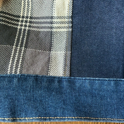 Reconstructed Denim Jacket Denim × Sweat × Check Patchwork One-of-a-kind Unisex zivun by KIHO