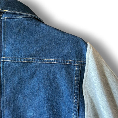 Reconstructed Denim Jacket Denim × Sweat × Check Patchwork One-of-a-kind Unisex zivun by KIHO